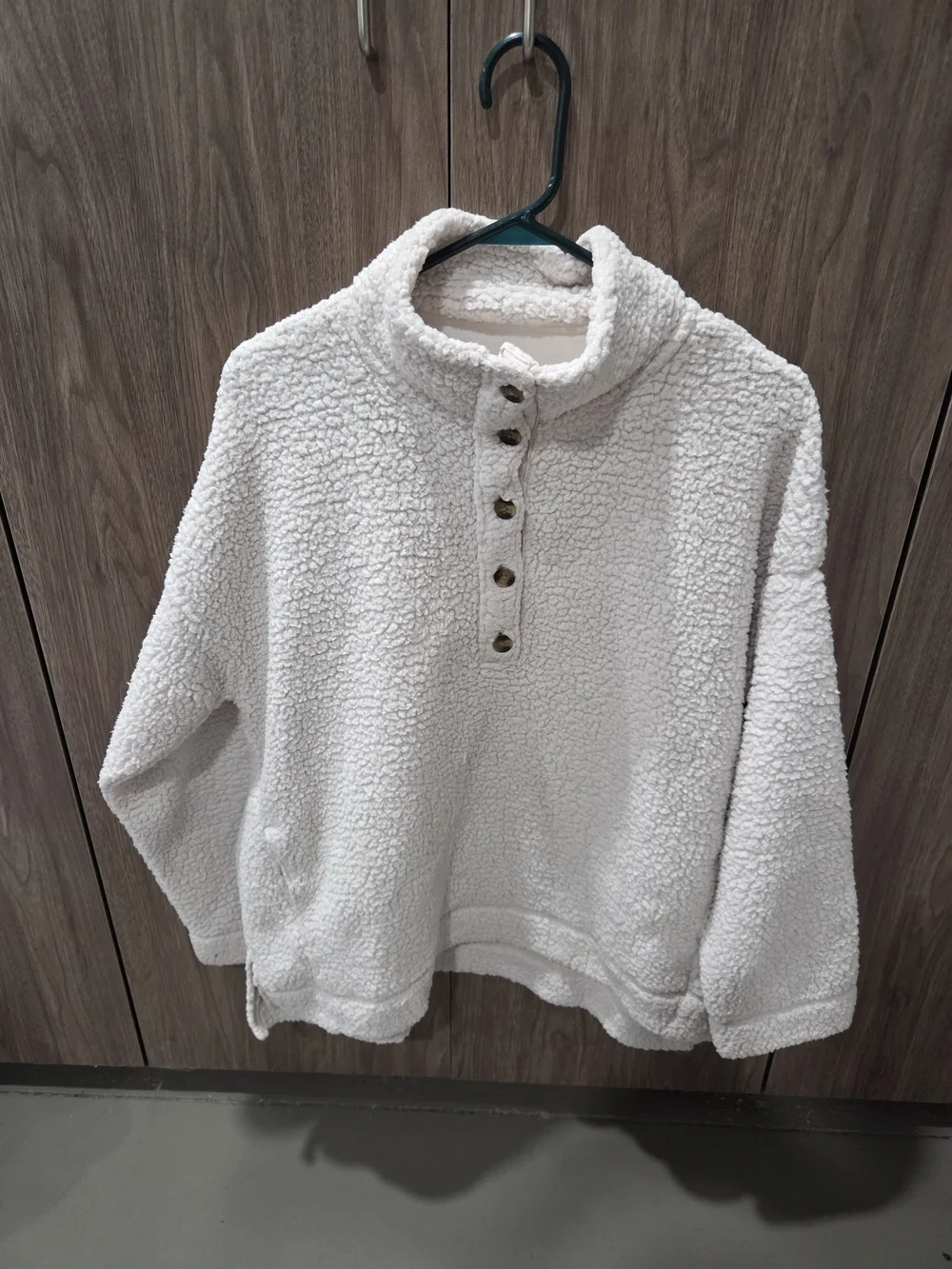 aerie Cream Sherpa Snap-Front Pullover
